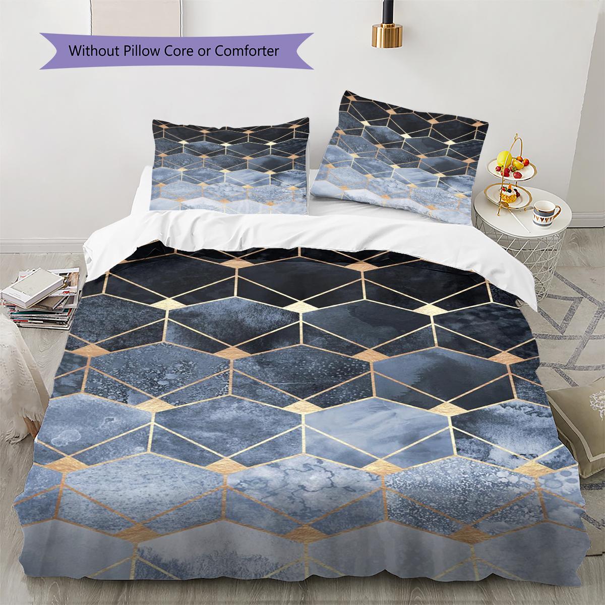 

Black Geometric Pattern Bedding Quilt Set Quilt Cover Pillowcase Home Decoration Birthday Gift (1 * duvet cover + 2 * pillowcase, without core) 135x200cm