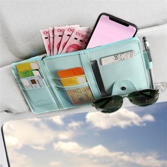 Visor Storage Pouch Multi-purpose Large Capacity Slim Fit Car Document Organizer Storage Pocket