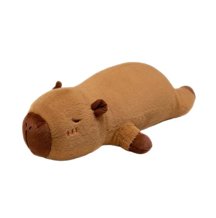 45cm-65cm Kawaii Cartoon Giant Strip Capybara Plush Doll Pillow Lying Brown Orange Wings Creative Capybara Plush Toy Home Decor