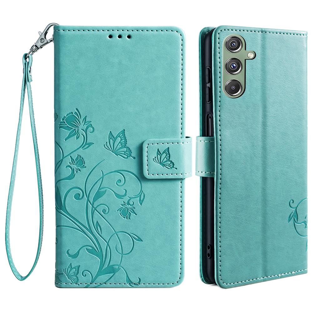 For Samsung Galaxy M34 5G/F34 5G Case PU Leather Card Slots Holder Pocket Butterfly Flower Phone Cover