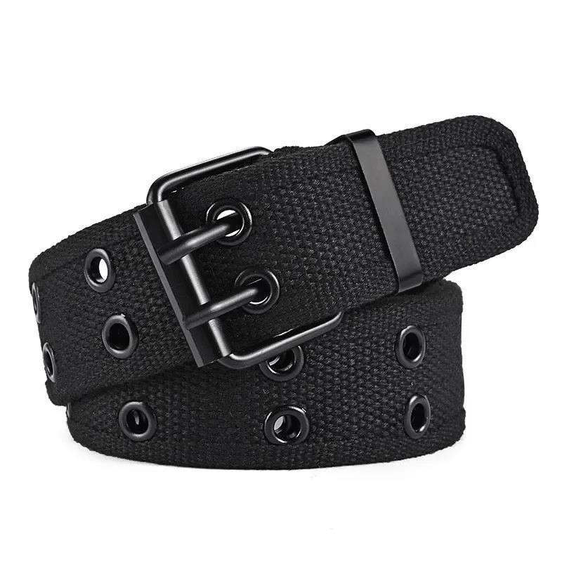 Hot sale  Men's Double Row Needle Buckle Woven Belt Women's Leisure Sports Outdoor Work