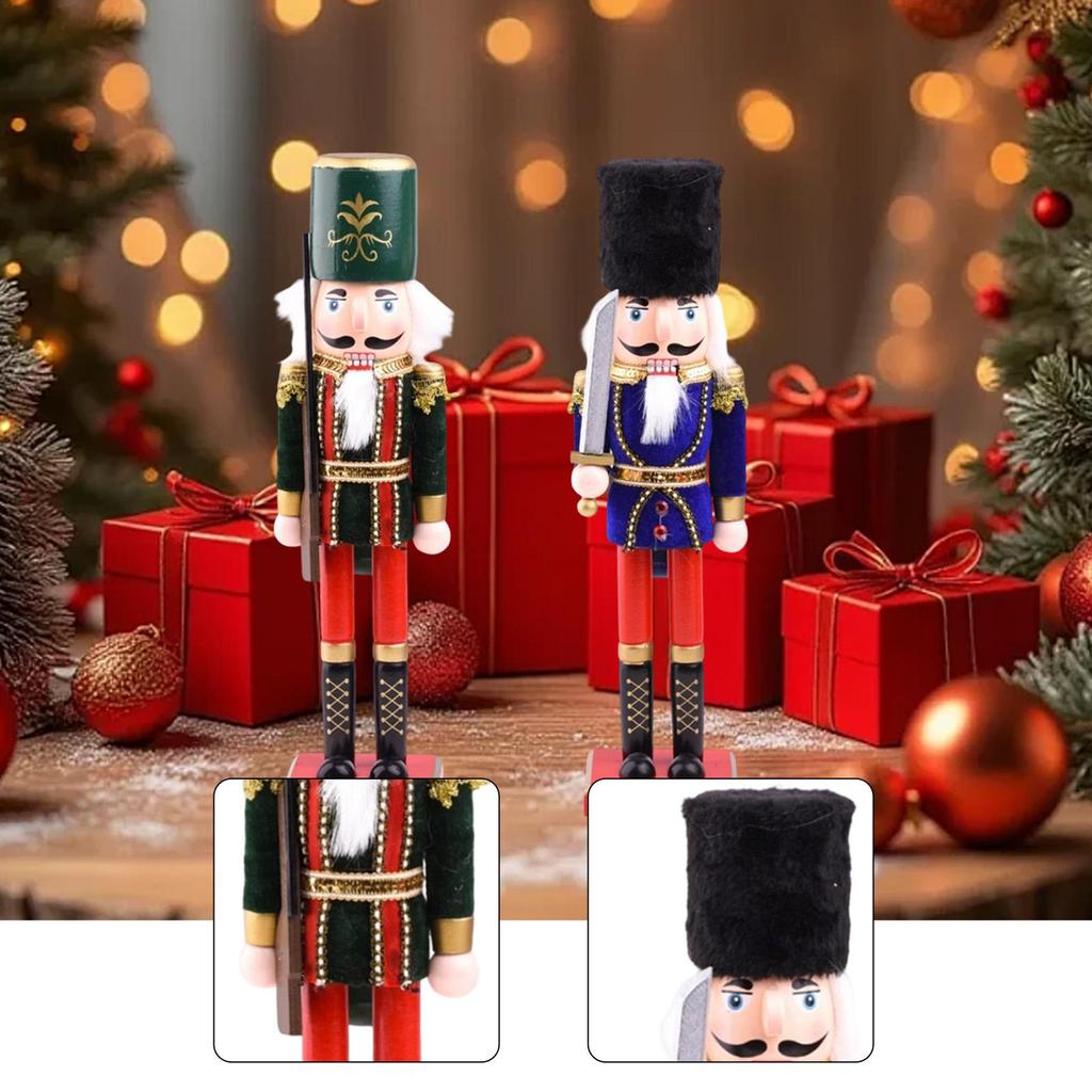 Christmas Nutcracker Figure Wood Sculpture Large Room Decoration Interior Figurine for Living Room Bedroom Office Gifts Tabletop