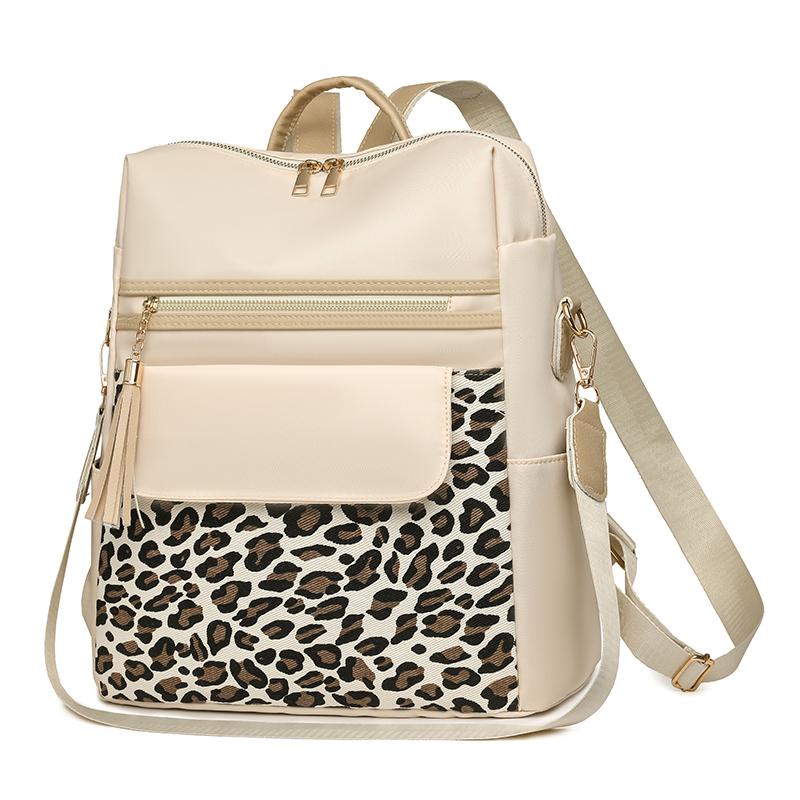 Leopard Print Oxford Backpack for Women - Large Capacity Zipper Schoolbag (Versatile  & Classic Style on Sale)