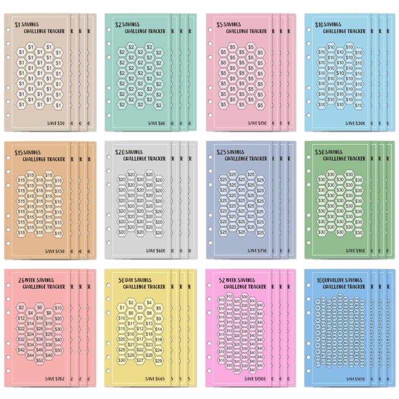 A 6 48 Sheets 52 Weeks Save Challenge Envelopes Save Money Euros USD Envelopes Budget Planner Easy To Save for Family