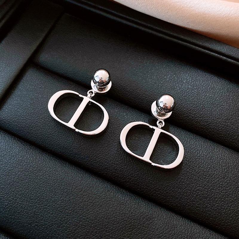 Silver Needle Multi-layer Letter Twill Zircon Pearl Earrings Medieval Vintage Light Luxury Stud Earrings Versatile Earrings