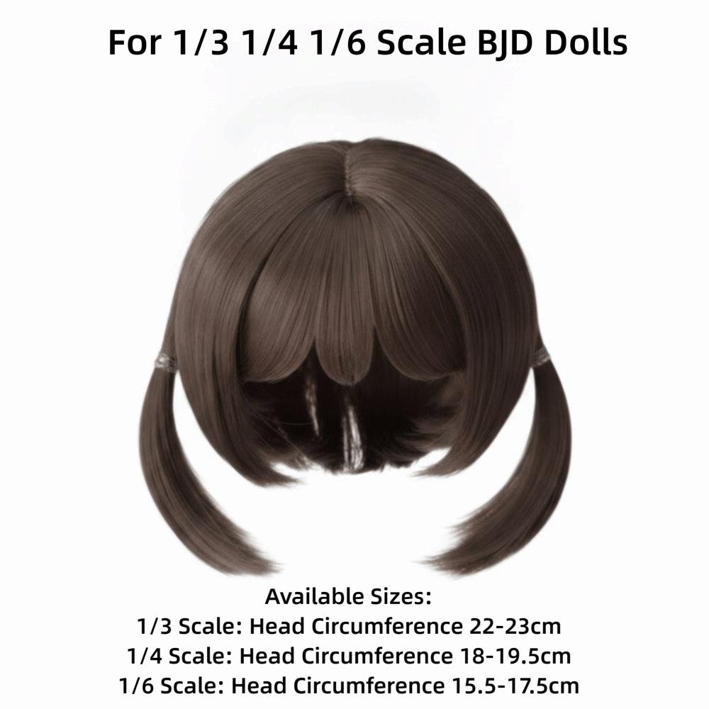 Cute Mushroom Bob Cut BJD Doll Bob Wig Braided Wig  For 1/3 1/4 1/6 Scale BJD Dolls