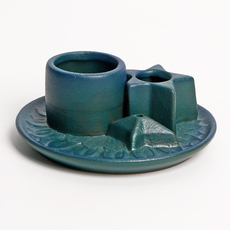 

Ceramic 4-in-1 Palo Santo & Incense Burner Sage Holder Ash Catcher Tray for Meditation and Yoga Room Decor синий