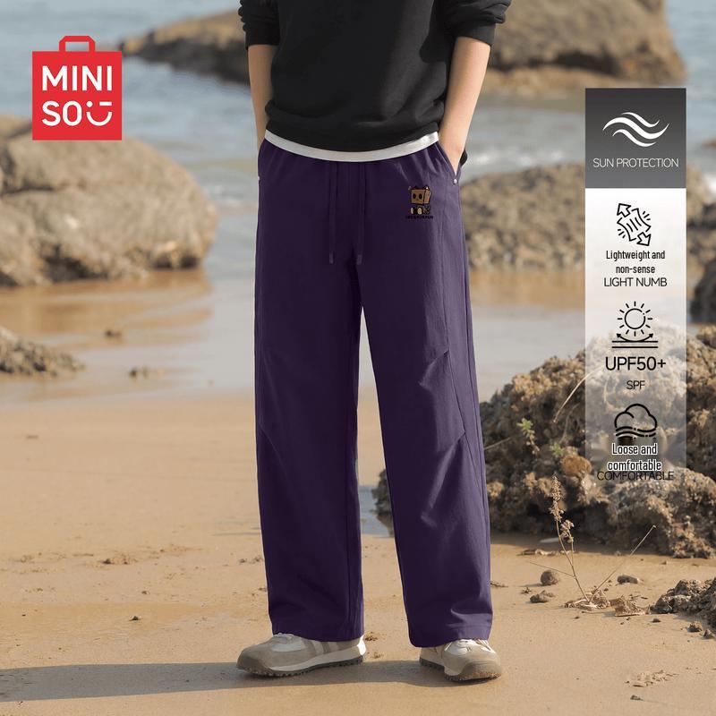 MINISO Men s Summer Quick-Dry Retro Cargo Parachute Pants 2XL фиолетовый