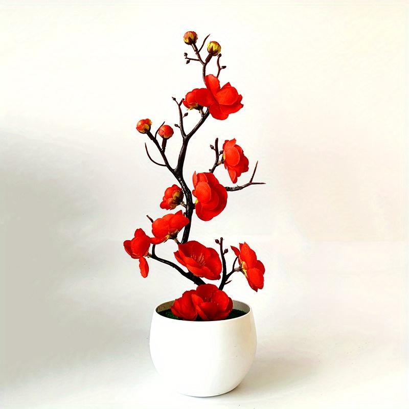 Un vaso di fiori di prugno artificiali per matrimoni, feste, decorazioni per la casa - composizioni floreali realistiche per hotel, ristoranti, bar e decorazioni da parete