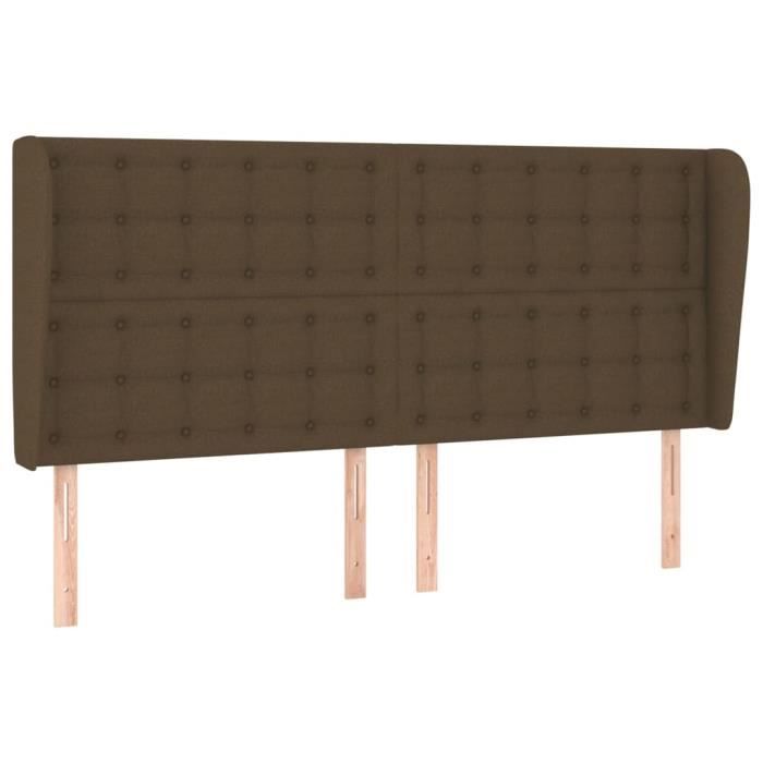 VidaXL Tête de lit avec oreilles Marron foncé 203x23x118-128 cm Tissu3118415