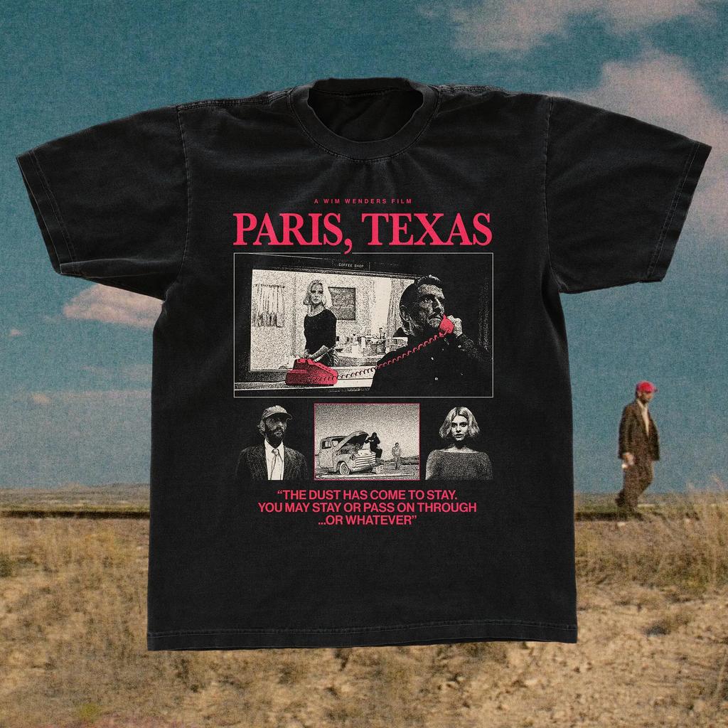 Paris Texas 1984 Film T-Shirt Wim Wenders T-Shirt Schwarz Klassisches T-Shirt Gildan 5000 Streetwear Harry Dean Stanton