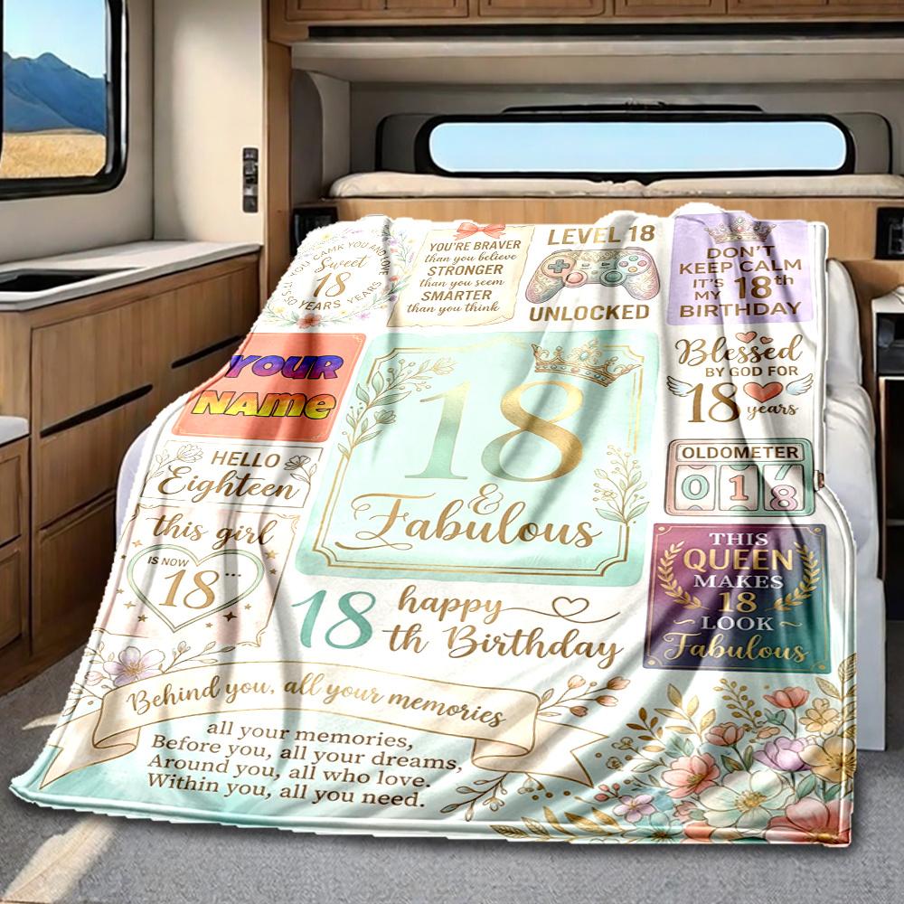 Happy 60Th Birthday Personalized Blanket Customize Your Name Comfortable Versatile For Picnics Outdoor Travel And Camping Sofa Office Four Seasons