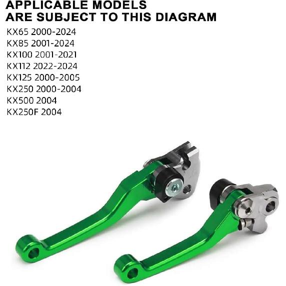 JFG RACING Dirt Bike Foldable Clutch Brake Levers,Clutch Lever Breakaway Levers For KX65 00-24/KX85 01-24/KX100 01-21/KX250 00-04/KX125 00-05/KX112