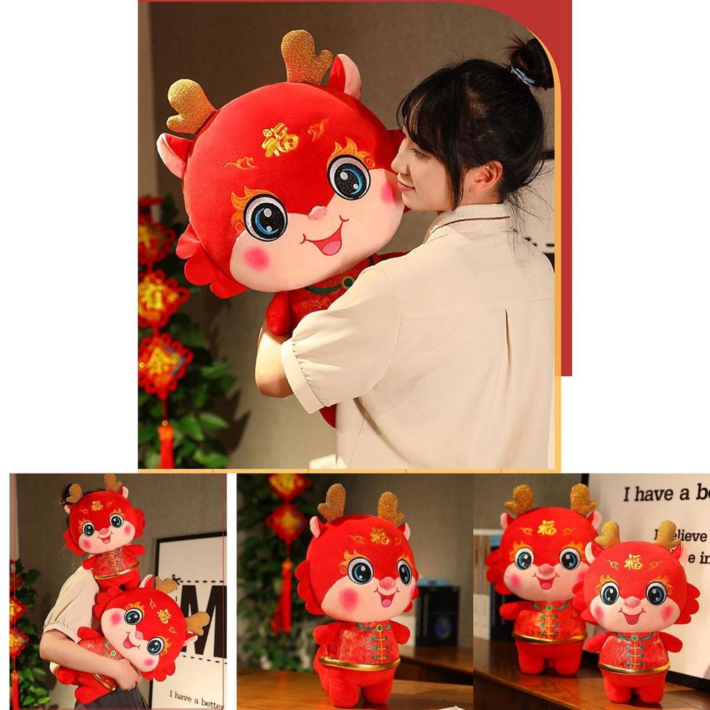 2024 Drachenjahr Glücksbringer Plüschpuppe Rot 20cm 26cm 32cm 38cm 48cm 60cm