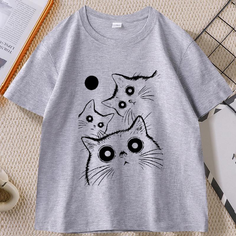 Vintage Black Cat t Shirt Moon Witch Cat TShirt Unisex Women Gothic Halloween Tee Retro Spooky Aesthetic Top clothes