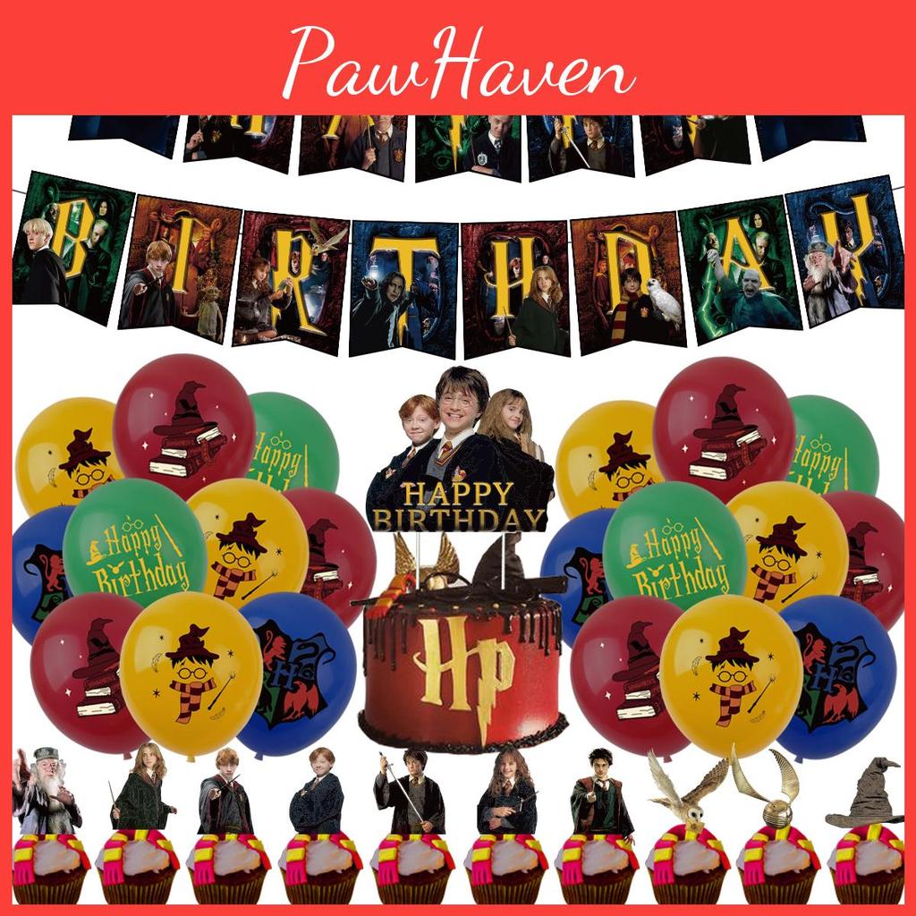 Harry Potter Party Decorations Cake Toppers Spiral Pull Flags Aluminum Foil Set