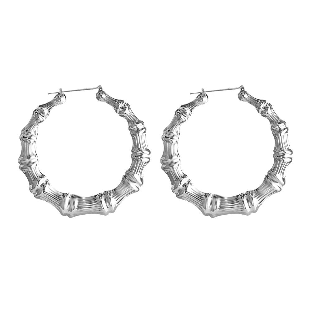 

VIVILADY Larger Bamboo Hoop Earrings Women Basketball Wives Summer Spring Autumn Fashion Jewelry Girl Bijoux Accessory Gifts