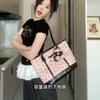 Pink tote bag, new super fire commuter versatile large capacity light luxury niche high-end shoulder bag women