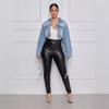 Giacca di Jeans da Donna con Pannello Posteriore in Rete Dettaglio Frange Vestibilità Larga Manica Lunga Collo a Camicia 2026