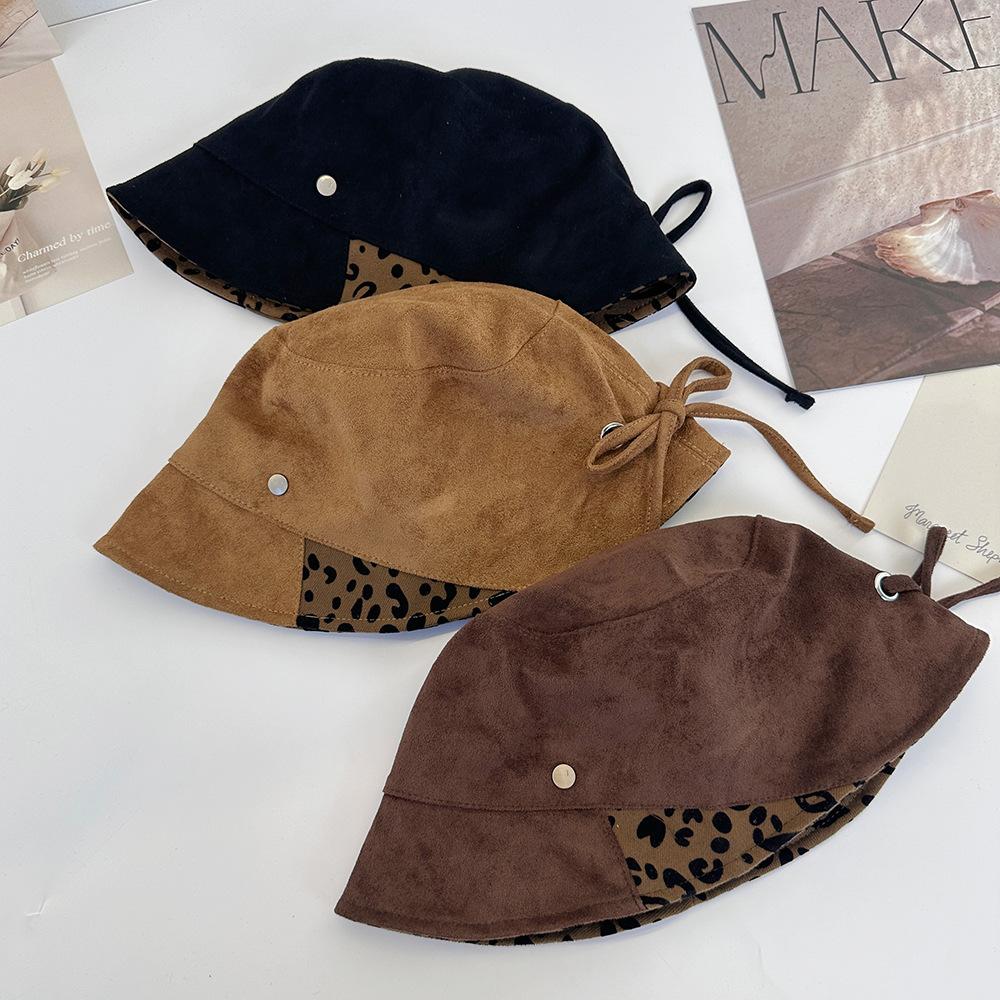 Suede Fisherman Hat New Women's Autumn and Winter Versatile Casual Plain Basin Hat Big Head Circumference Temperament Face Covering Bucket Hat