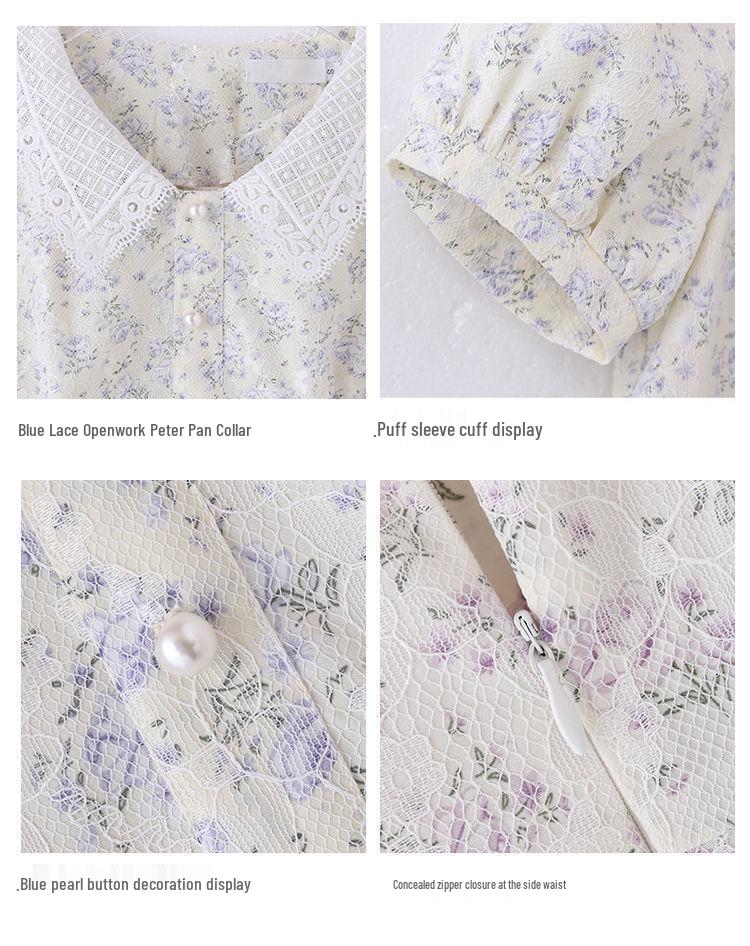 Women's Summer 2025 Petite Lace Floral Dress - Sweet, Gentle Style for Casual Fashion