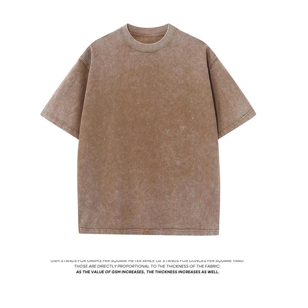 Heavy Fabric Vintage Men Oversized Tees 2026 Summer Short Sleeve Casual O Neck Man Tshirt Acid Washed T-shirts Tops