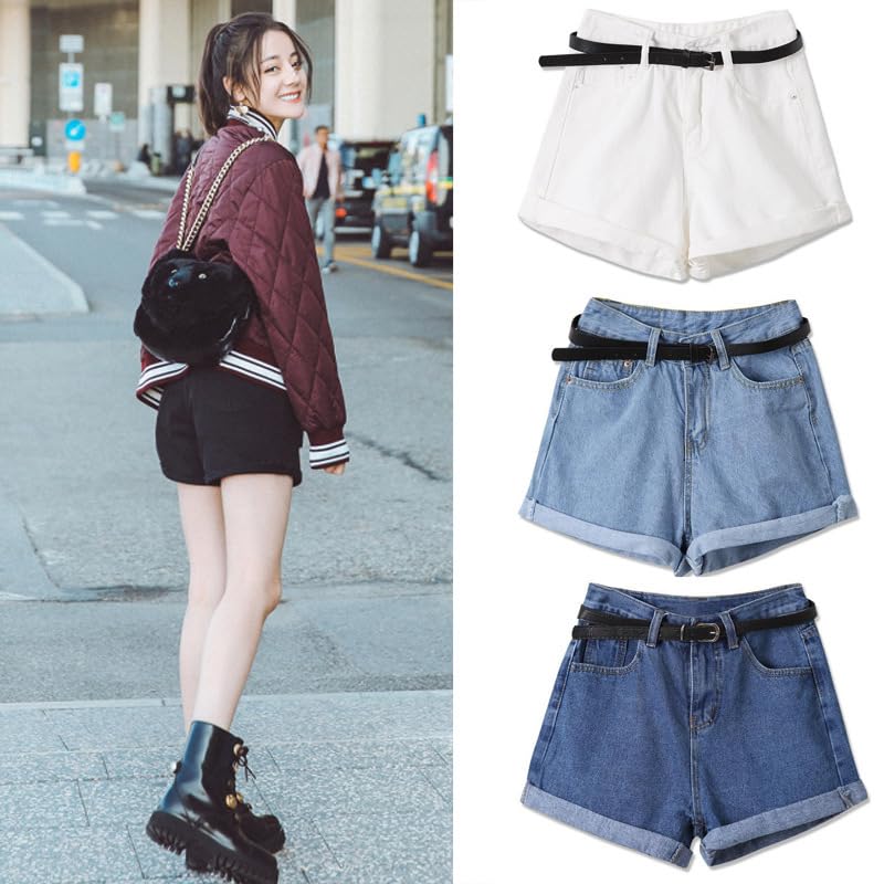 Rodrymiche Denim Black Summer Denim Loose Korean Mini Denim Denim Korean XXL Shorts, Roll-Up, Leg-Lengthening Silhouette, Versatile, Black, Pants,