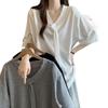 2026 Plus Size V-Neck Short-Sleeve Slimming T-Shirt for Women - Loose Fit, Flaw-Hiding Summer Fashion Top