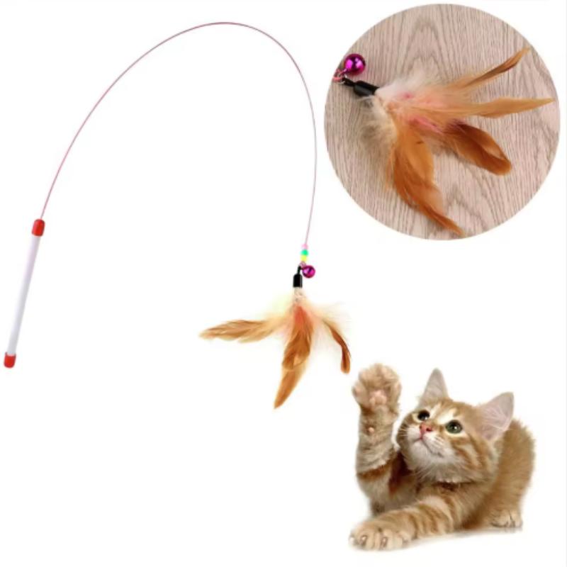 New Steel Wire Cat Teasing Stick with Butterfly Feather Cute Teasing Bell Toy Pet Supplies for Interactive Fun