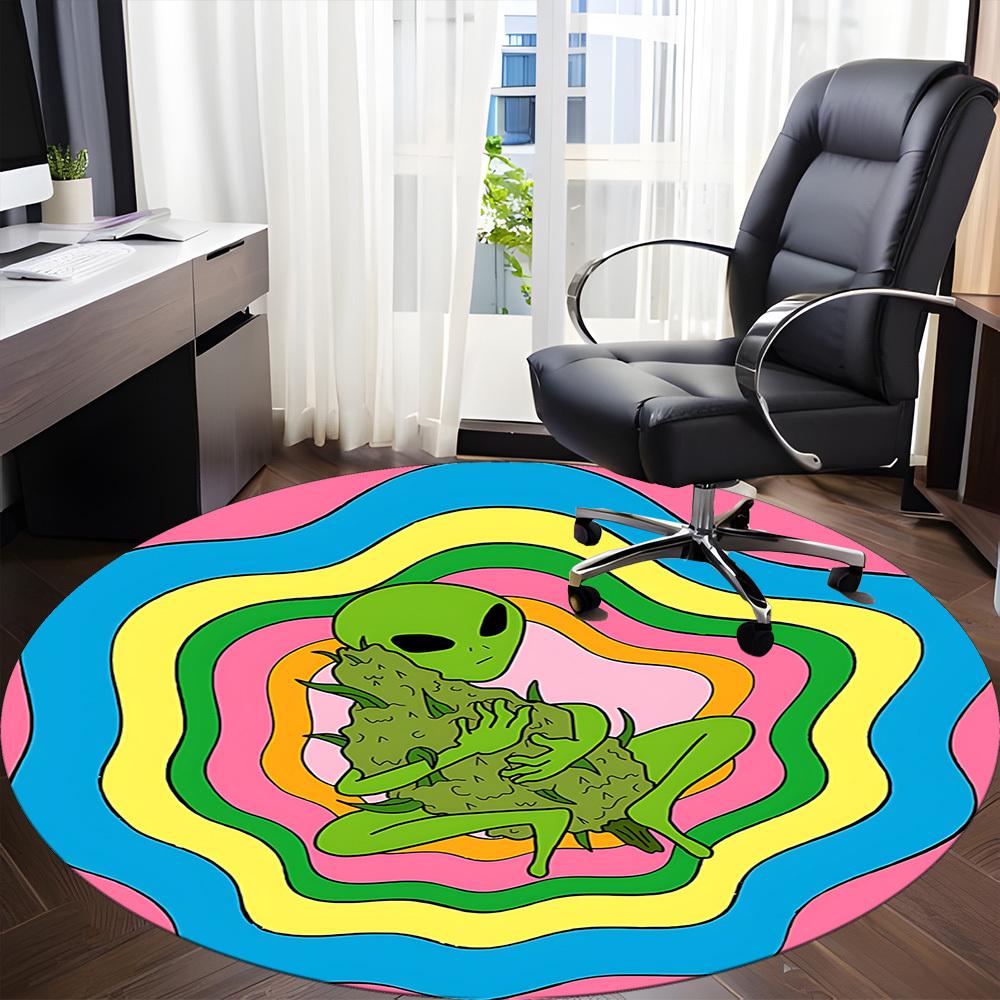 1PC Alien Print Chair Carpet for Office, Indoor Non-Slip Washable Carpet, Soft Comfortable Mat For Office Room Yy250930219