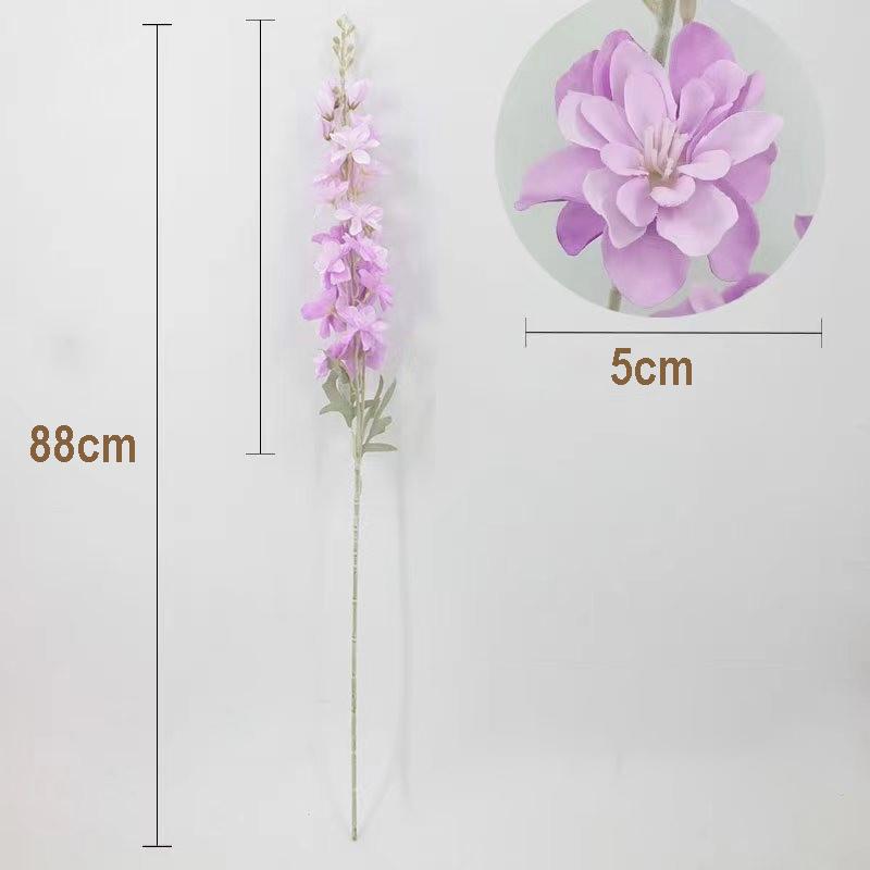 2 Fork Flocking Delphinium Flower Branch Silk Artificial Flowers for Home Wedding Hotel Decoration Fleur Artificielle 1PC Flower