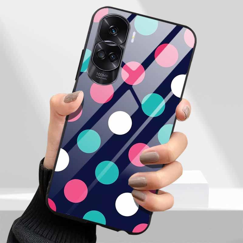 Tempered Glass Hard Cover For Honor 90 Lite 5G Case Lovely Marble Funda Coque For Honor 90 Pro Honor90 90Lite 90Pro Phone Shells