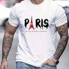 Fashion Unisex Paris Eiffel Tower Print Tshirt Casual City Graphic Tee Streetwear Hip Hop Style Everyday Tops Short Sleeve Shirts