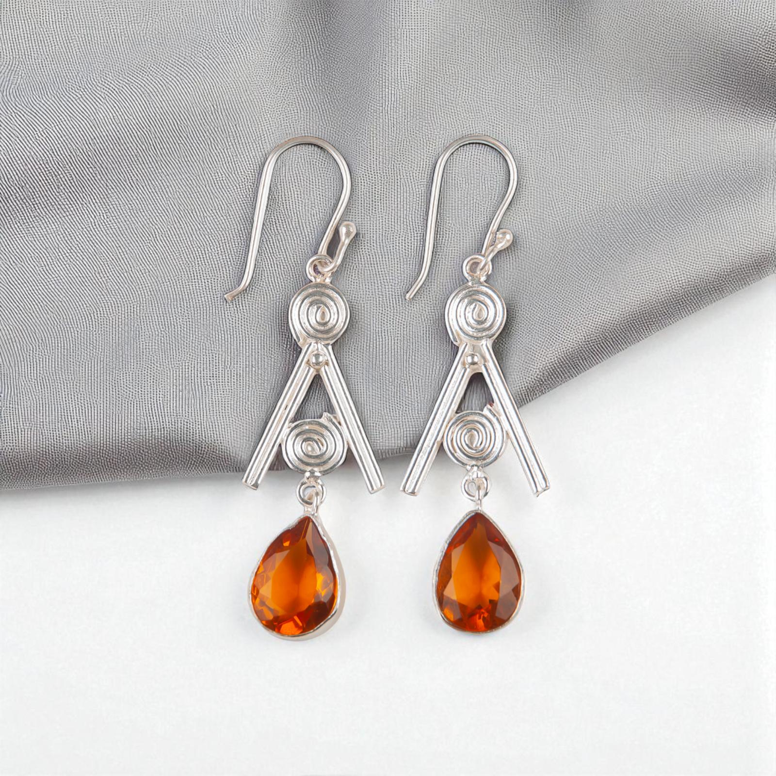 

Citrine Gemstone 925 Sterling Silver Jewelry Handmade Drop/Dangle Earrings 2.4 EE-86-1