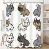 Adorable Cartoon Dog Shower Curtain Set Multicolored French Bulldogs Decor Bathroom Fabric Water Resistant Shrinkproof Shower Cu