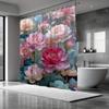 1Pc Floral Shower Curtain Large For Lotus Pattern Bathroom Decoration Polyester Fabric With 12 Hooks 70. 8X70. 8 Inch