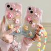 Three Dimensional Wave Edges Suitable for Apple 15 Color Red 16 Three-dimensional Duck Bracelet IPhone 13 Spring and Summer Mobile Phone Case