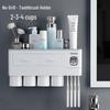 Drawer-Style Wall-Mounted Toothbrush Holder Set with Magnetic Suction Mouthwash Cup