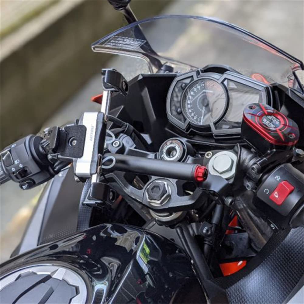 LEDISHUN Handlebar Mount, Multi-Bar Holder, Smartphone Mounting Bar for Kawasaki Ninja 250/400 (2018-2024) and Ninja E-1 (Black)