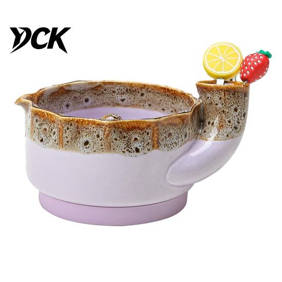 Modern Kitchen Sink Accessory Ceramic Berry Washing Bowl with Drainage Holes, Handmade Fresh Food Storage Container Vegetable Draining Basket,