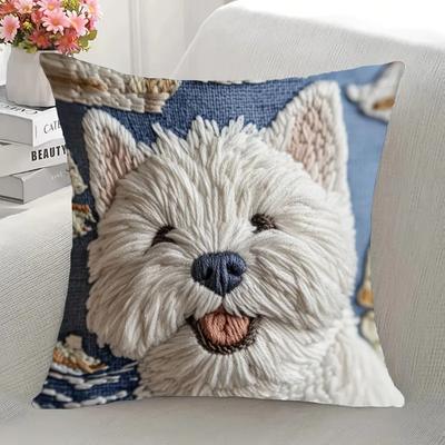 White Terrier Nautical Cushion Covers Chair Living Room Pillowcase Cozy Zipper Sofa Pillow Covers Bedroom Indoor Home Decor
