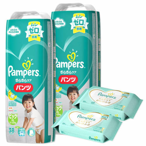 

[Трусики большого размера] Pampers Smooth Care (12~22 кг) 76 листов (38 листов x 2 упаковки) + Влажные салфетки для кожи 56 листов x 2 упаковки товара