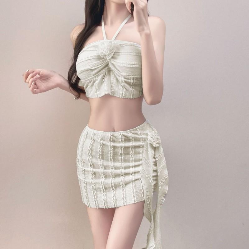 Thai Sexy White Bikini Two-piece Set Fairy Style Hot Girl Vacation Student Swimsuit