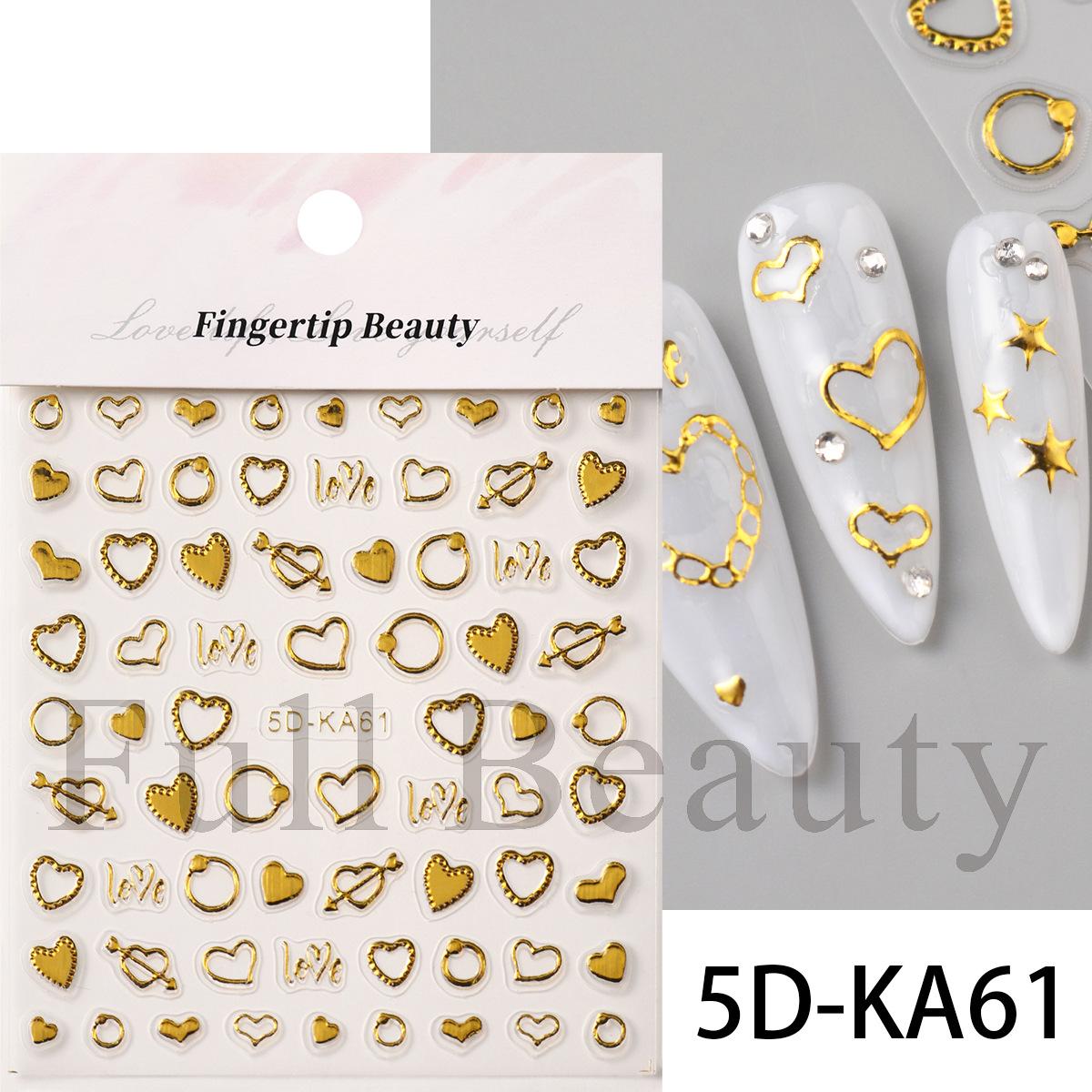 New Nail Sticker Embossed 5D Hot Stamping Heart Chain Star Nail Art Sticker