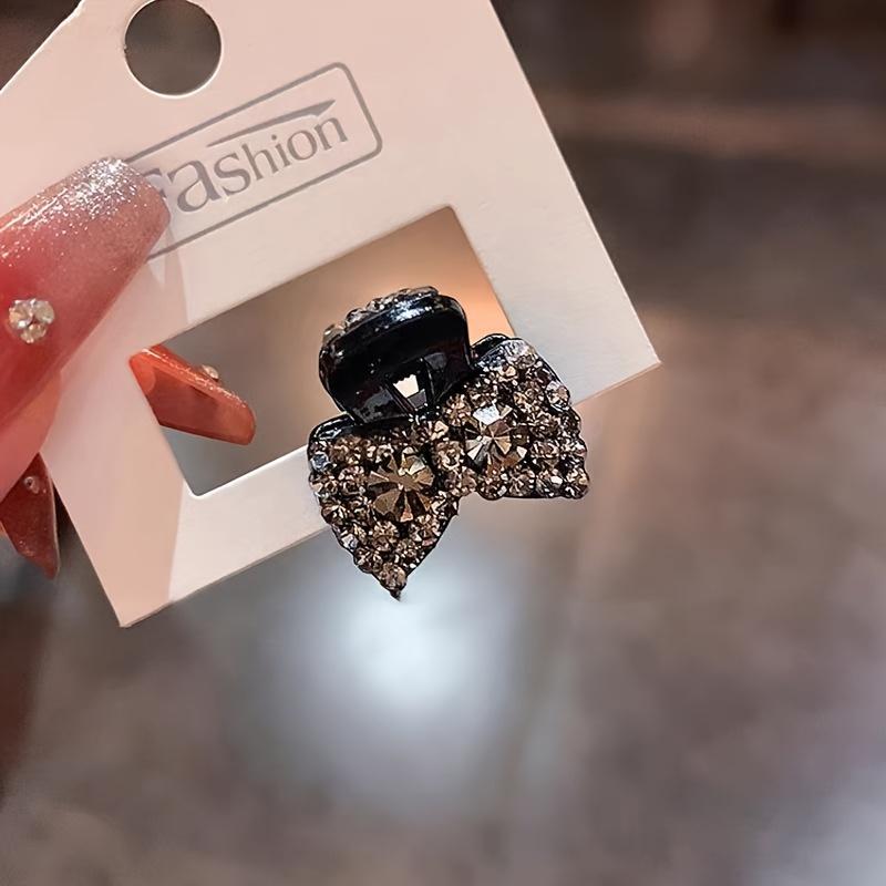 1 sada elegantních motýlkových spon do vlasů, černé sametové mašličky, malé spony do vlasů s kamínky, jednobarevné vlasové doplňky pro ženy