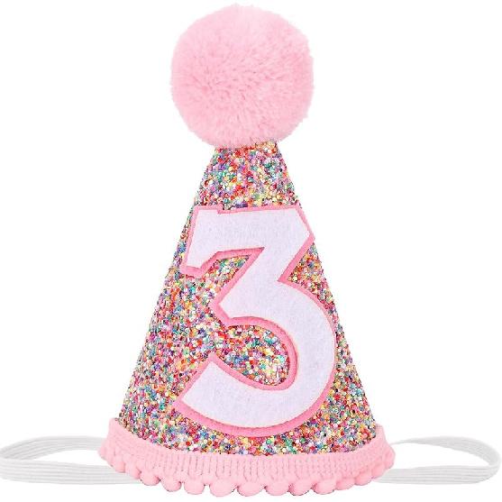 Rainbow Cone Birthday Hat, Glitter Birthday Hat, Perfect Birthday Party Decoration for Boys and Girls