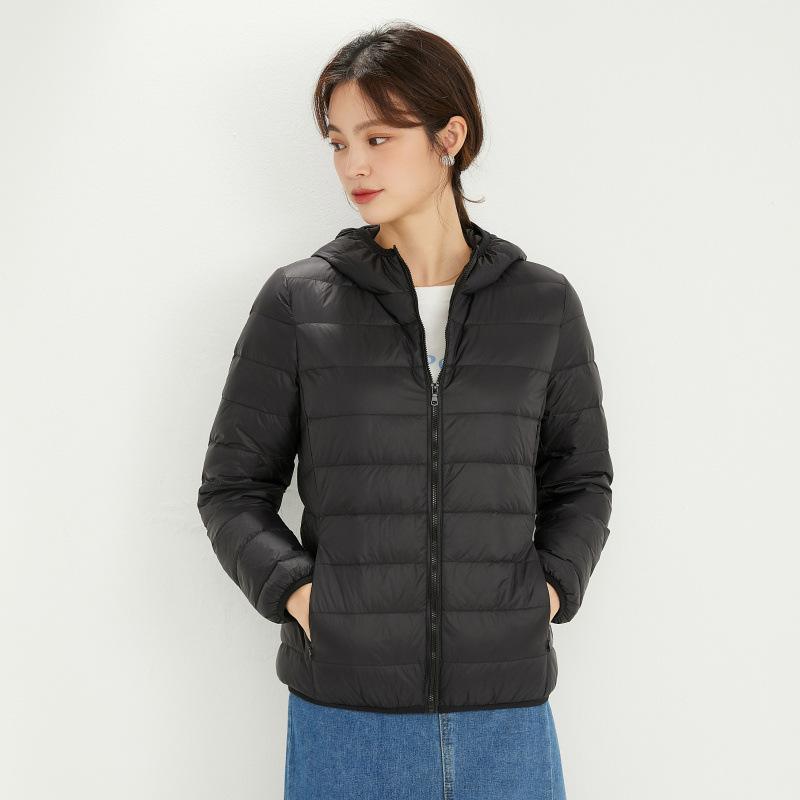 Winter new hooded down jacket women's light and thin women's jacket short light and fashionable white duck down