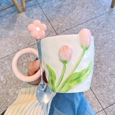 Design Sense Mug High Value Tulip Ceramic Cup Souvenir Water Cup Office Tea Cup Event Gift