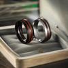 Wood Grain Inlaid Stainless Steel Wedding Ring 8mm Silver/black/men's Wedding Ring High Polished Anniversary Ring Comfortable