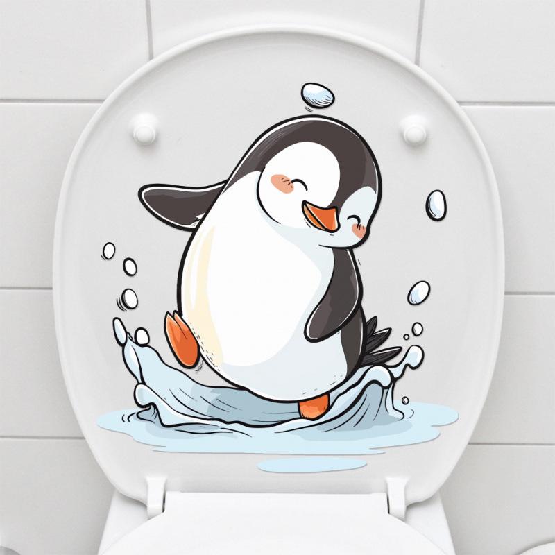 

Creative Self-Adhesive Cute Penguin Toilet Sticker for Bathroom Decoration